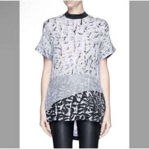 HELMUT LANG 100% Silk Black White Grey Monochrome Tunic Top Dress - Picture 3 of 16